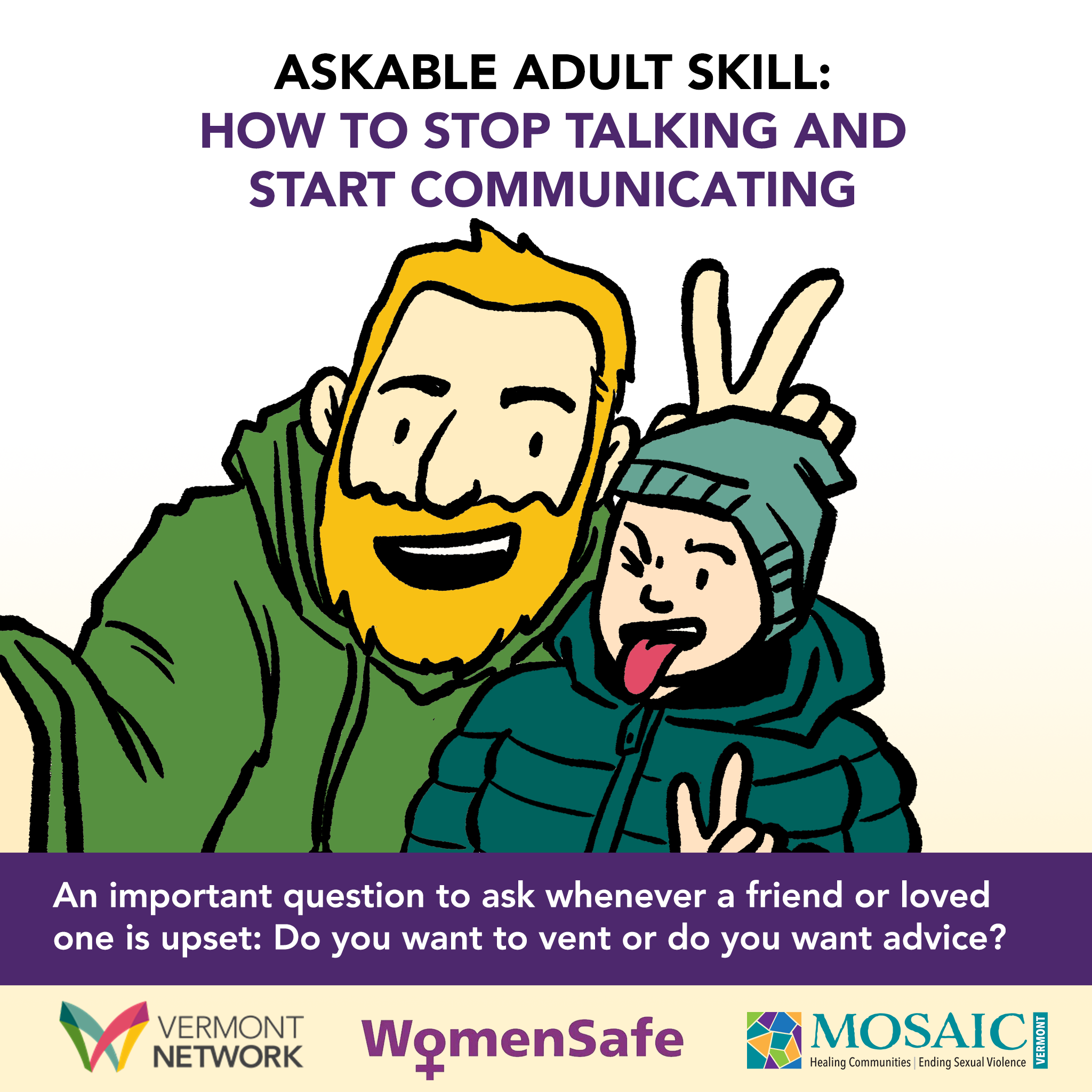 Illustration Of An Adult And A Young Person Making Funny Faces For A Selfie. Header Says 